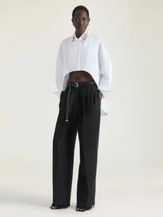 Asymmetrisk skjorte i poplin med paljetter