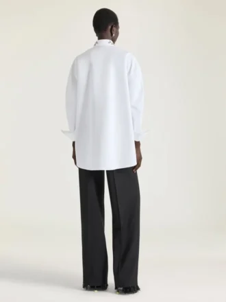 Asymmetrisk skjorte i poplin med paljetter