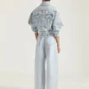 Back-to-front-kokongjakke i lyseblå denim Back-to-front-kokongjakke i lyseblå denim