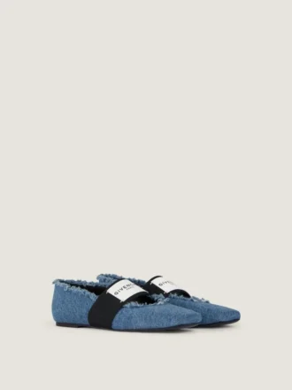 Ballerinasko med skåret, firkantet snitt i denim