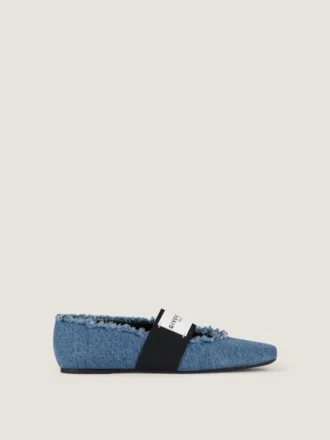Ballerinasko med skåret, firkantet snitt i denim