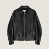 Biker-blouson i skinn med glidelås Biker-blouson i skinn med glidelås
