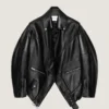 Bikerjakke i skinn med omvendt design