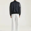 Bomberjakke i skinn og sateng med Givenchy Paris-broderi Bomberjakke i skinn og sateng med Givenchy Paris-broderi