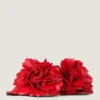 Boudoir flate mules i skinn med rosenblader Boudoir flate mules i skinn med rosenblader