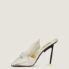 Boudoir-mules med hæl i nappaskinn med sløyfe Boudoir-mules med hæl i nappaskinn med sløyfe