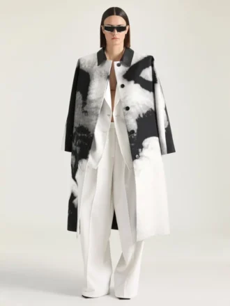 Car Coat i bomull med portrettjacquard