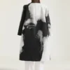 Car Coat i bomull med portrettjacquard