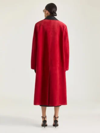 Car Coat i semsket skinn med skinnkrage