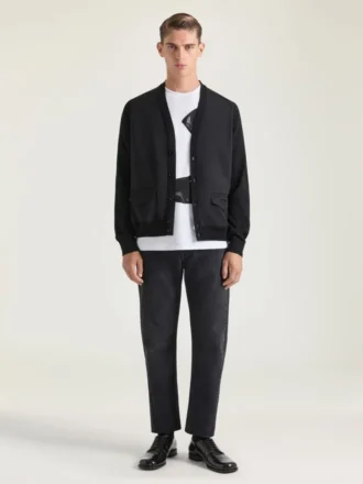 Cardigan i bomullstrikk med Givenchy Paris-jacquard