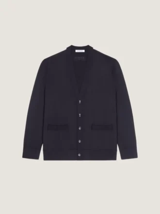 Cardigan i ull med grosgrain-detaljer