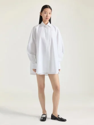 Cocoon-skjorte i poplin med Givenchy-broderi