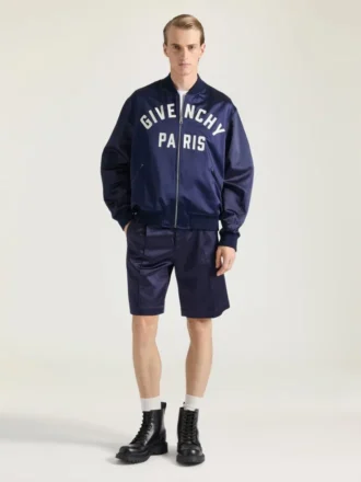Couture-bomberjakke i sateng med brodert Givenchy Paris