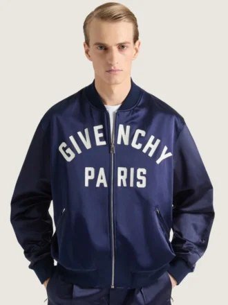 Couture-bomberjakke i sateng med brodert Givenchy Paris