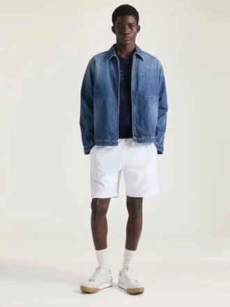 Couture-jakke med sømmer i mørkeblå denim