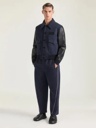 Aviator-blouson i blandet materiale