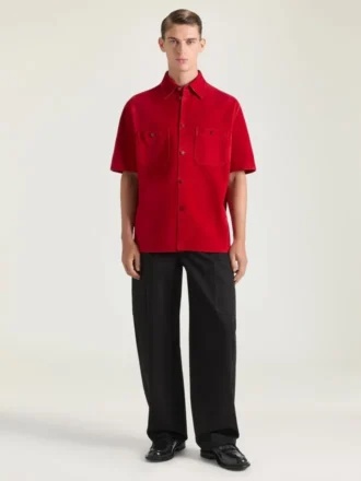 Couture-overskjorte i semsket skinn