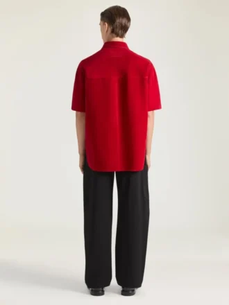 Couture-overskjorte i semsket skinn