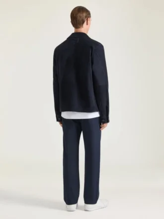 Couture-overskjorte i semsket skinn