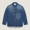 Couture-overskjorte med sømmer i mørkeblå denim Couture-overskjorte med sømmer i mørkeblå denim