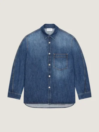 Couture-overskjorte med sømmer i mørkeblå denim