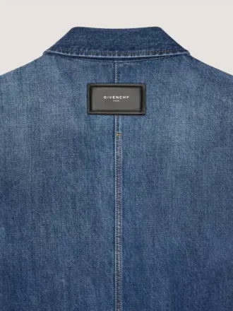 Couture-overskjorte med sømmer i mørkeblå denim