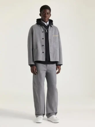 Couture Seam Cargo-bukser i fiskebensmønstret denim