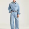 Couture-overskjorte med sømmer i lyseblå denim Couture-overskjorte med sømmer i lyseblå denim
