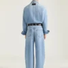Couture-overskjorte med sømmer i lyseblå denim Couture-overskjorte med sømmer i lyseblå denim