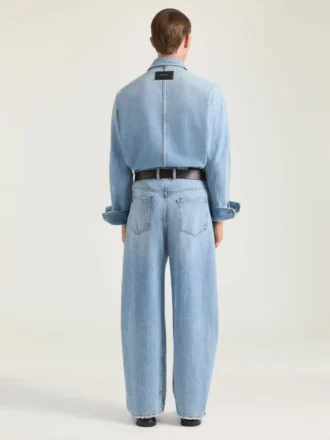 Couture-overskjorte med sømmer i lyseblå denim
