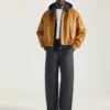 Couture Seam Raglan-blouson i skinn Couture Seam Raglan-blouson i skinn