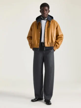Couture Seam Raglan-blouson i skinn