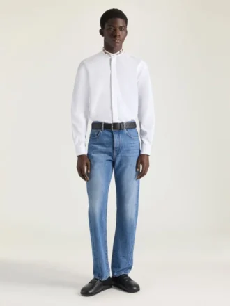 Slim Fit-skjorte i poplin med broderte perler