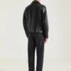 Biker-blouson i skinn med glidelås Biker-blouson i skinn med glidelås