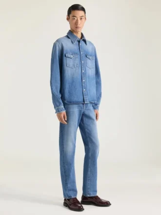 Couture-skjorte med sømmer i skyggevasket denim
