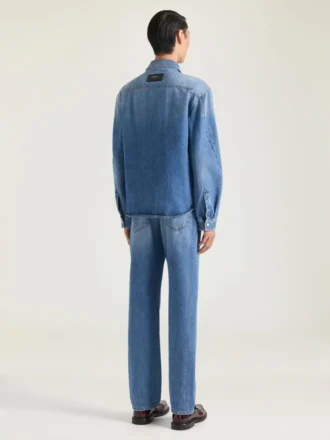 Couture-skjorte med sømmer i skyggevasket denim