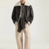 Couture-søm Aviator-blouson i skinn og shearling Couture-søm Aviator-blouson i skinn og shearling