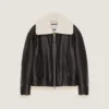 Couture-søm Aviator-blouson i skinn og shearling Couture-søm Aviator-blouson i skinn og shearling