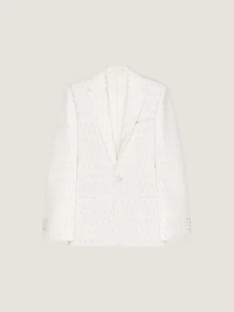 Dekorert jakke med enkeltspenn i ull og mohair