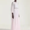 drapert aftenkjole i chiffon med krystaller og kappe drapert aftenkjole i chiffon med krystaller og kappe
