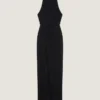 Drapert halterneck-kveldskjole i crepe cady Drapert halterneck-kveldskjole i crepe cady