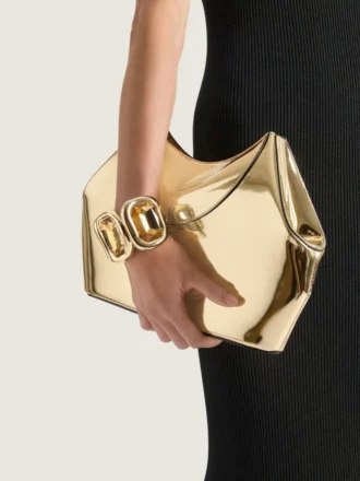 Facet Clutch i skinn med speileffekt