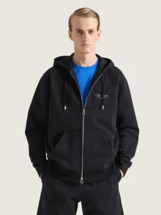 Hettegenser i fleece med glidelås og Givenchy-stempel