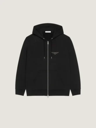 Hettegenser i fleece med glidelås og Givenchy-stempel