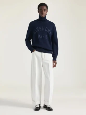 Turtleneck-genser i bomull med Givenchy Paris-broderi