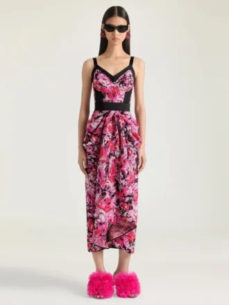 Kjole i blomsterjacquard