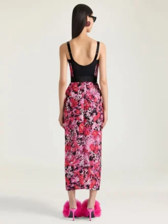 Kjole i blomsterjacquard