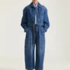 Mellomblå cropped Cocoon Cargo-jeans Mellomblå cropped Cocoon Cargo-jeans