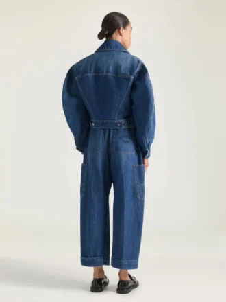 Mellomblå cropped Cocoon Cargo-jeans