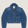 Kokongjakke i mellomblå denim Kokongjakke i mellomblå denim